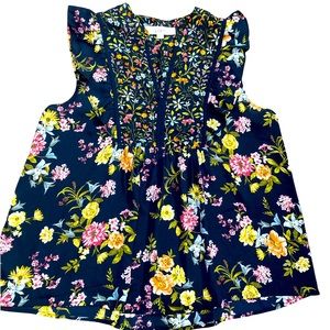 🪻LOFT Floral sleeveless top with contrasting fabric-Med